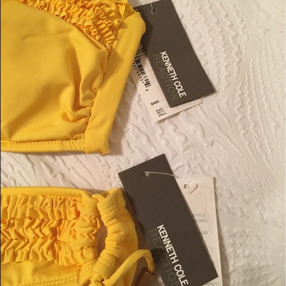 NWT Size Large Yellow Kenneth Cole Reaction Bikini with Ruffle Detail - Picture 7 of 7